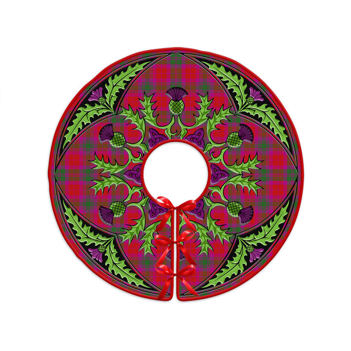 MacNab Modern Clan Badge Tartan Christmas Tree Skirt Scottish Thistle Design