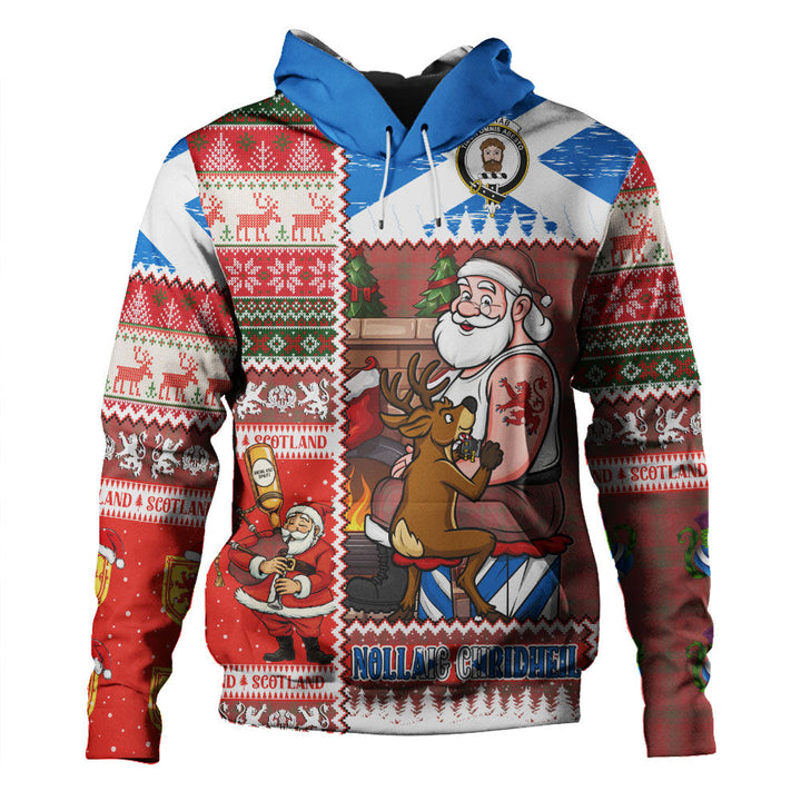 MacNab Weathered Clan Badge Tartan Hoodie Scottish Santa Tattoo Christmas Comic Patchwork Style