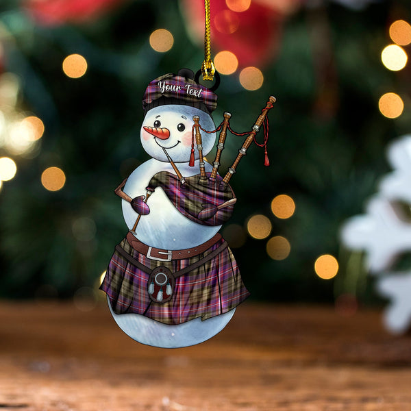 MacNeil of Colonsay (MacNeil of Barra of Colonsay) (Highland Society of London) Weathered Clan Badge Tartan Wood Acrylic Ornament Snowman Bagpipe Personalized
