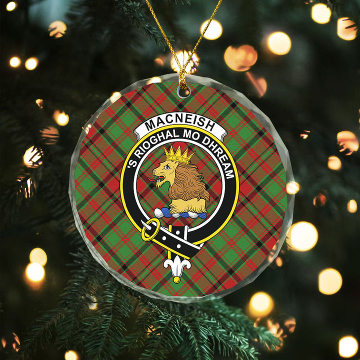 MacNeish Modern Clan Badge Tartan Glass Ornament