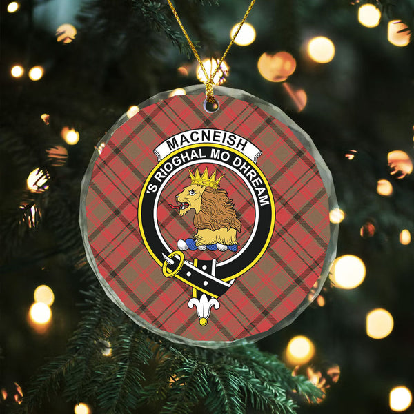 MacNeish Weathered Clan Badge Tartan Glass Ornament