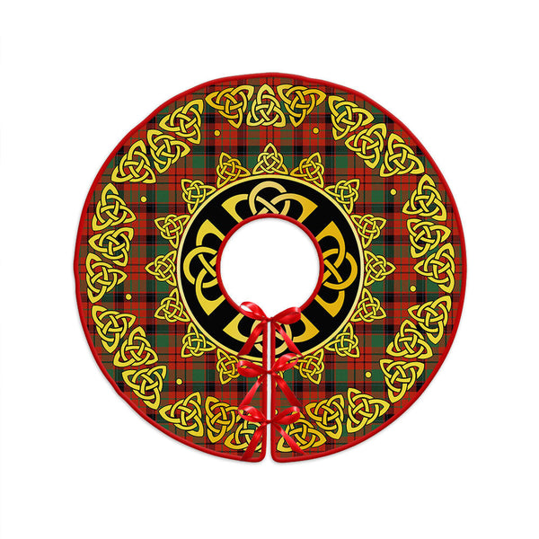 MacNicol Modern Clan Badge Tartan Christmas Tree Skirt Golden Celtic Heritage