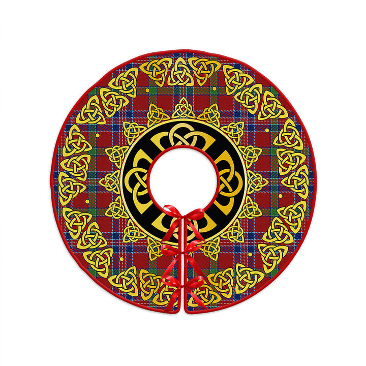 MacNiven Modern Clan Badge Tartan Christmas Tree Skirt Golden Celtic Heritage