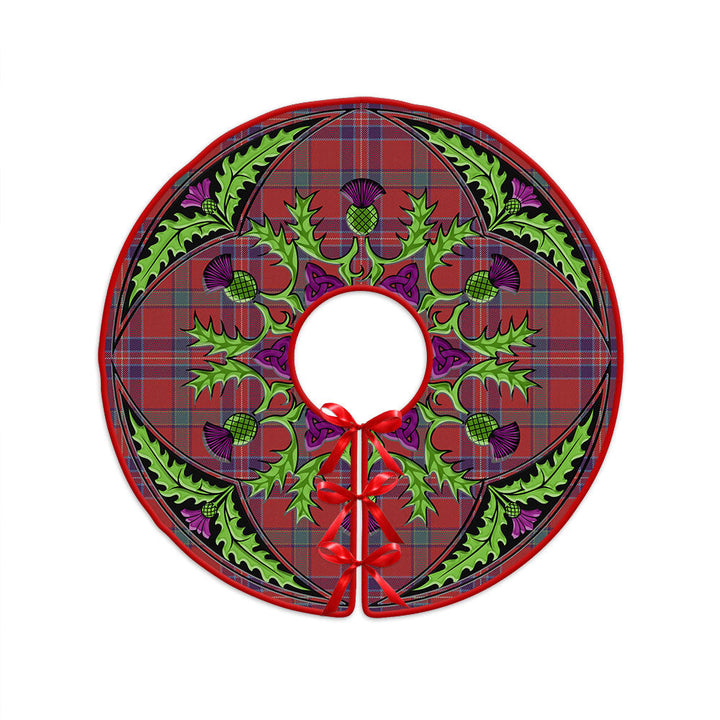MacNiven Weathered Clan Badge Tartan Christmas Tree Skirt Scottish Thistle Design