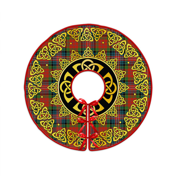 MacPherson Ancient Clan Badge Tartan Christmas Tree Skirt Golden Celtic Heritage