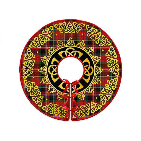 MacPherson Modern Clan Badge Tartan Christmas Tree Skirt Golden Celtic Heritage