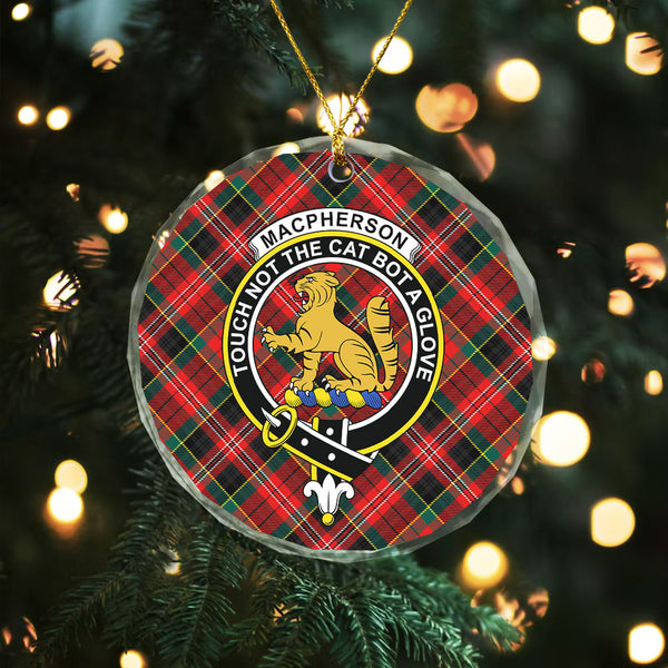 MacPherson Modern Clan Badge Tartan Glass Ornament