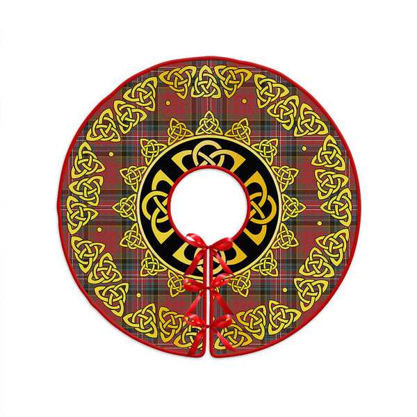 MacPherson Weathered Clan Badge Tartan Christmas Tree Skirt Golden Celtic Heritage