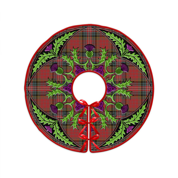 MacPherson Weathered Clan Badge Tartan Christmas Tree Skirt Scottish Thistle Design
