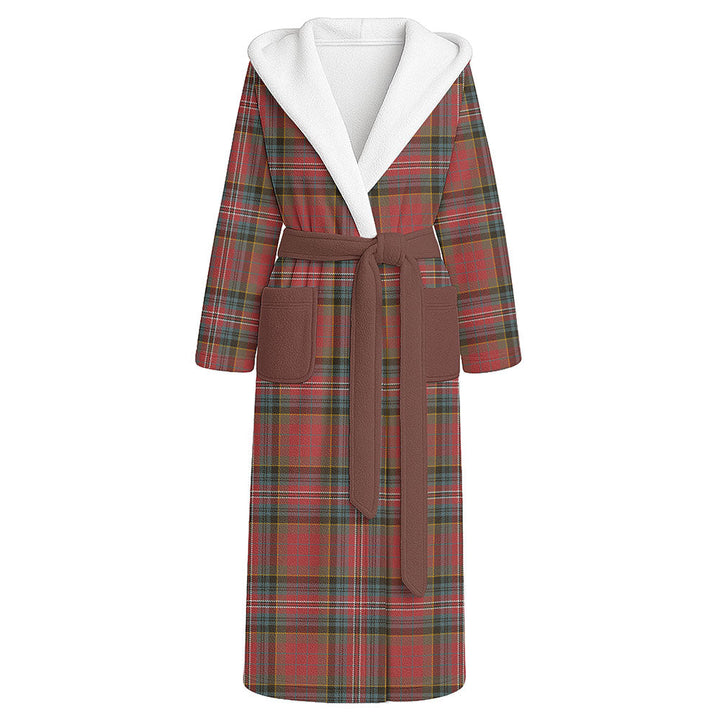 MacPherson Weathered Clan Badge Tartan Flannel Hooded Bathrobe