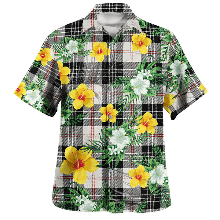 MacPherson of Cluny Black & White Clan Badge Tartan Hawaiian Shirt Summer Vibes Style