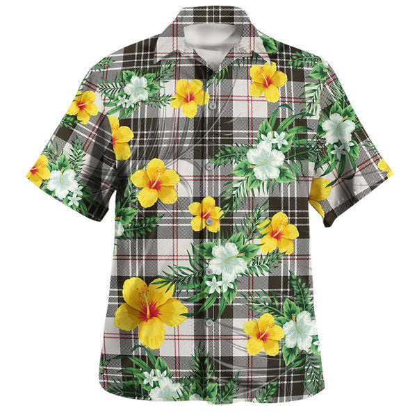 MacPherson of Cluny Black & White Weathered Clan Badge Tartan Hawaiian Shirt Summer Vibes Style