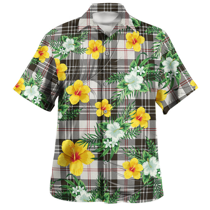 MacPherson of Cluny Black & White Weathered Clan Badge Tartan Hawaiian Shirt Summer Vibes Style
