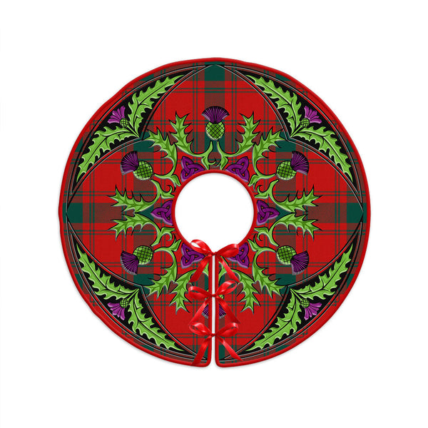 MacQuarrie (MacGuarie) Modern Clan Badge Tartan Christmas Tree Skirt Scottish Thistle Design