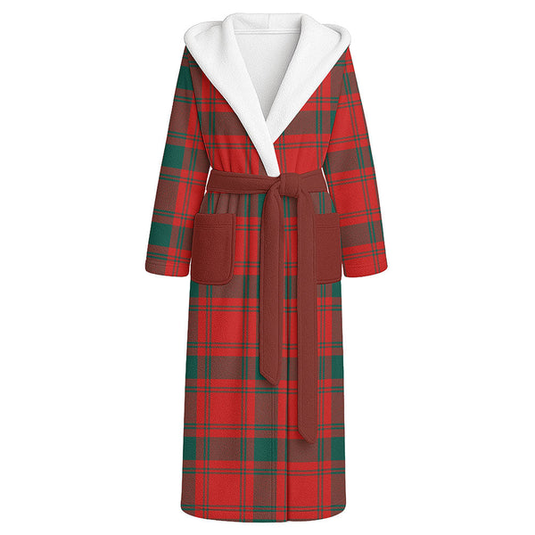 MacQuarrie (MacGuarie) Modern Clan Badge Tartan Flannel Hooded Bathrobe