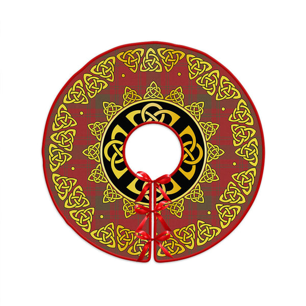 MacQuarrie (MacGuarie) Weathered Clan Badge Tartan Christmas Tree Skirt Golden Celtic Heritage