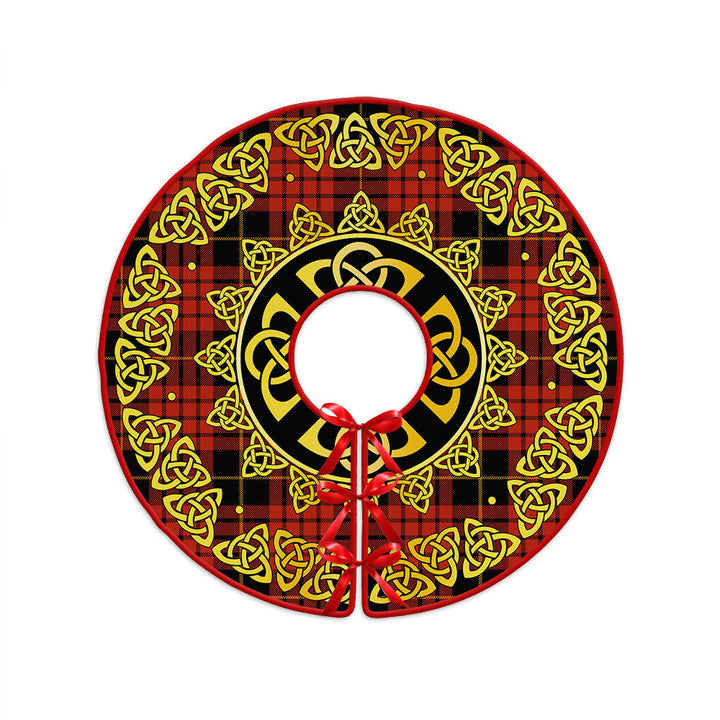 MacQueen Ancient Clan Badge Tartan Christmas Tree Skirt Golden Celtic Heritage