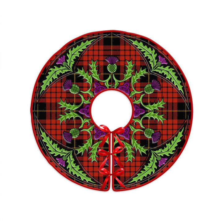 MacQueen Ancient Clan Badge Tartan Christmas Tree Skirt Scottish Thistle Design