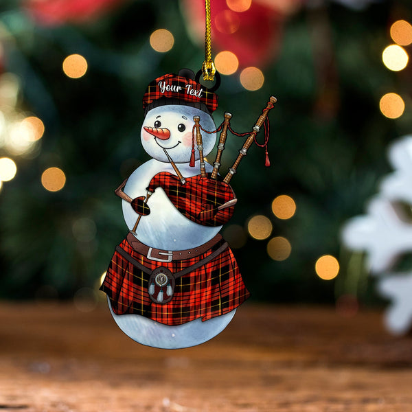 MacQueen Ancient Clan Badge Tartan Wood Acrylic Ornament Snowman Bagpipe Personalized