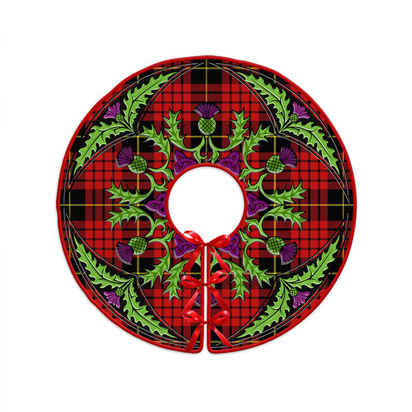MacQueen Modern Clan Badge Tartan Christmas Tree Skirt Scottish Thistle Design