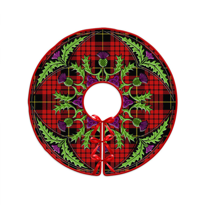 MacQueen Modern Clan Badge Tartan Christmas Tree Skirt Scottish Thistle Design