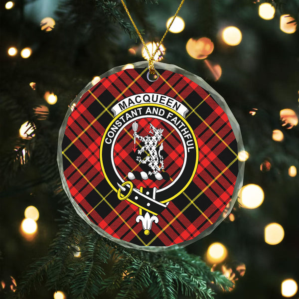 MacQueen Modern Clan Badge Tartan Glass Ornament