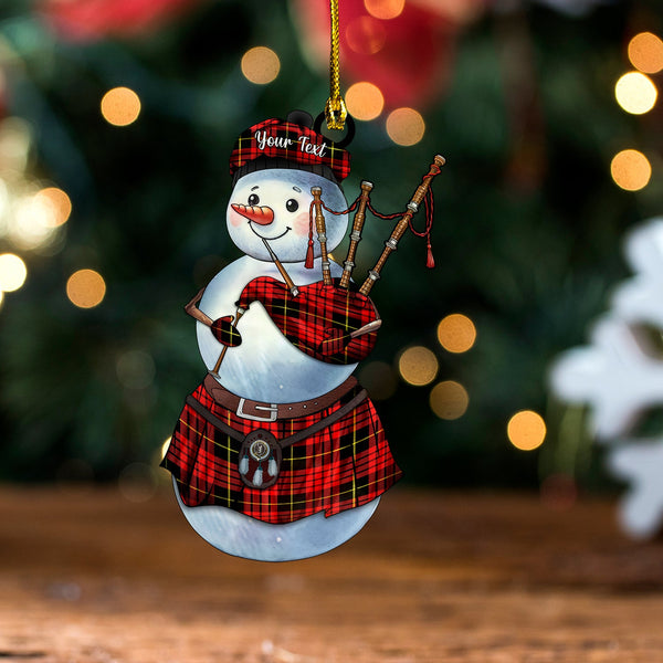 MacQueen Modern Clan Badge Tartan Wood Acrylic Ornament Snowman Bagpipe Personalized