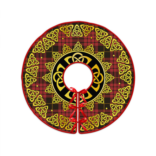 MacQueen Weathered Clan Badge Tartan Christmas Tree Skirt Golden Celtic Heritage