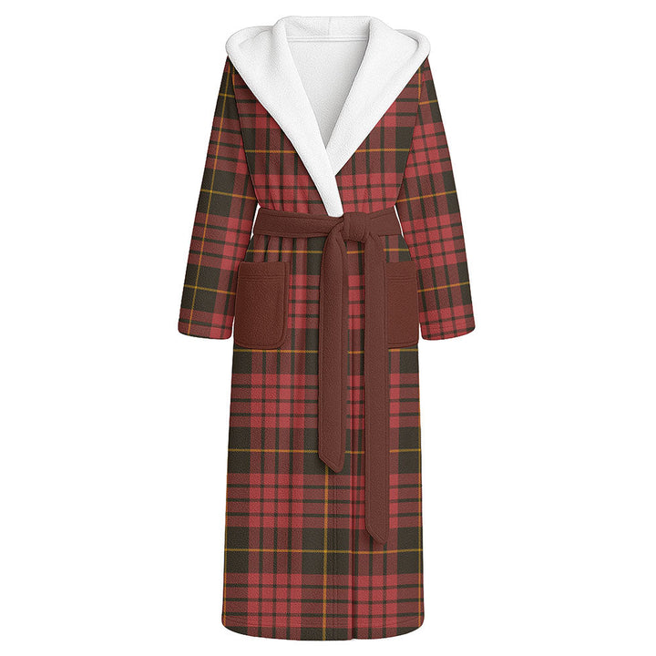 MacQueen Weathered Clan Badge Tartan Flannel Hooded Bathrobe
