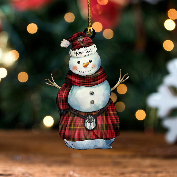 MacQueen Weathered Clan Badge Tartan Wood Acrylic Ornament Snowman Warrior Personalized