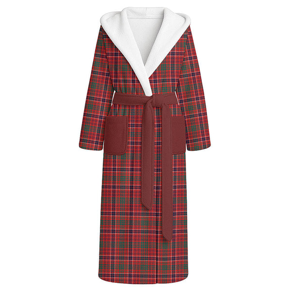 MacRae Modern Clan Badge Tartan Flannel Hooded Bathrobe