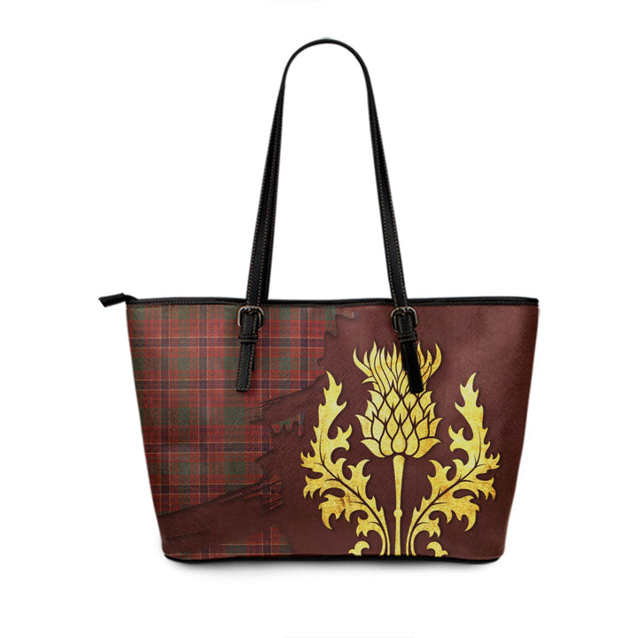 MacRae Weathered Tartan Leather Tote Bag Thistle Oldest Style