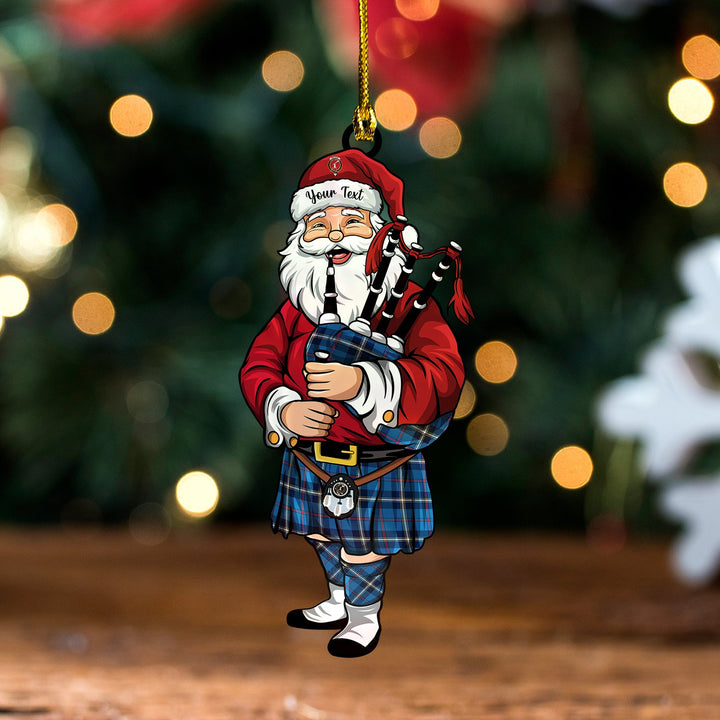 MacRae of America Modern Clan Badge Tartan Wood Acrylic Ornament Santa Personalized