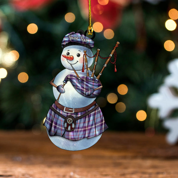MacRae of America Weathered Clan Badge Tartan Wood Acrylic Ornament Snowman Bagpipe Personalized