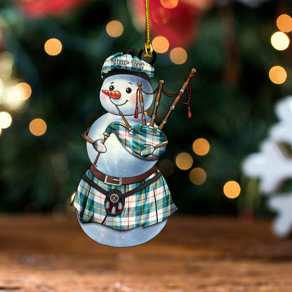MacRae of Conchra Ancient Clan Badge Tartan Wood Acrylic Ornament Snowman Bagpipe Personalized