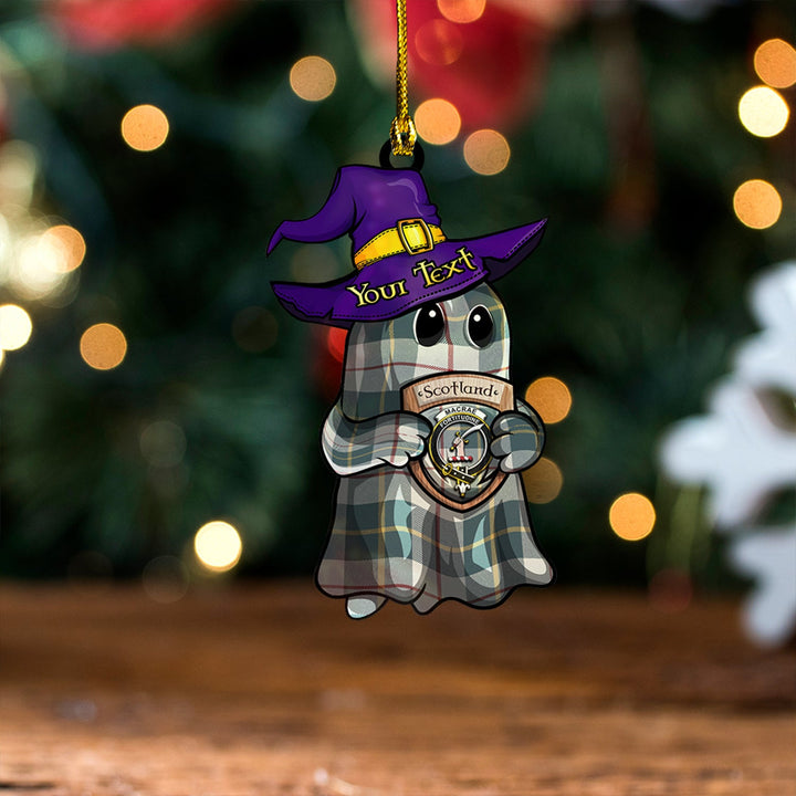 MacRae of Conchra Weathered Clan Badge Tartan Wood Acrylic Ornament Halloween Ghost