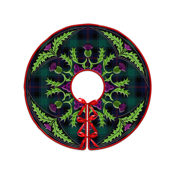 MacTaggart Modern Clan Badge Tartan Christmas Tree Skirt Scottish Thistle Design