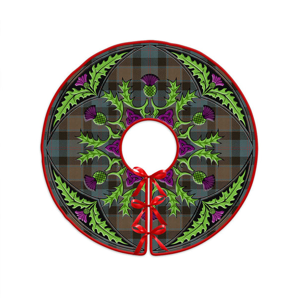 MacTaggart Weathered Clan Badge Tartan Christmas Tree Skirt Scottish Thistle Design