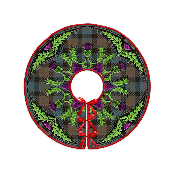 MacTaggart Weathered Clan Badge Tartan Christmas Tree Skirt Scottish Thistle Design