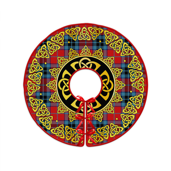 MacTavish Modern Clan Badge Tartan Christmas Tree Skirt Golden Celtic Heritage