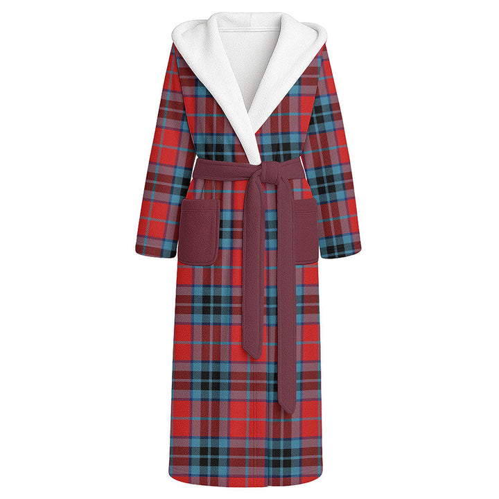 MacTavish Modern Clan Badge Tartan Flannel Hooded Bathrobe