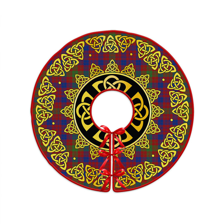 MacTier Modern Clan Badge Tartan Christmas Tree Skirt Golden Celtic Heritage