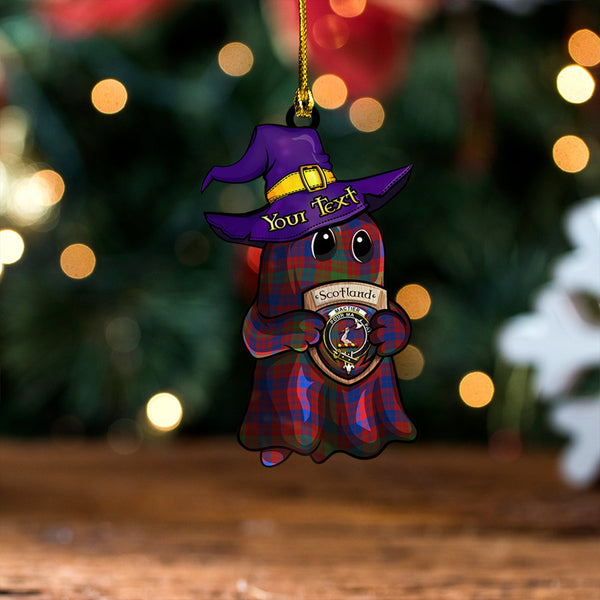 MacTier Modern Clan Badge Tartan Wood Acrylic Ornament Halloween Ghost