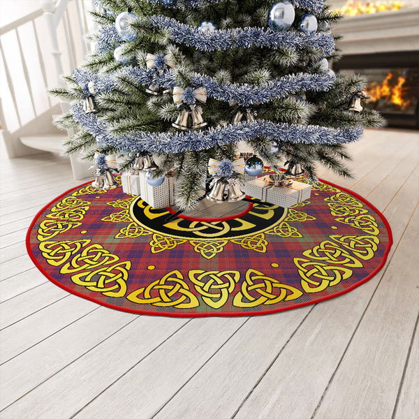 MacTier Weathered Clan Badge Tartan Christmas Tree Skirt Golden Celtic Heritage