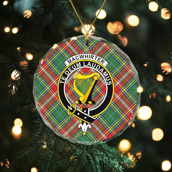 MacWhirter Modern Clan Badge Tartan Glass Ornament