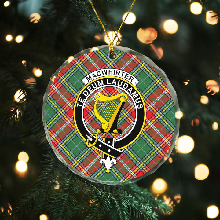 MacWhirter Modern Clan Badge Tartan Glass Ornament