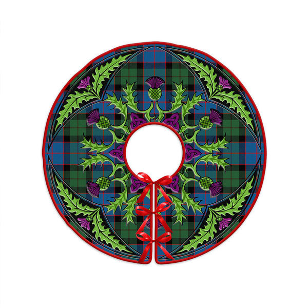 MacWilliam (Williamson) Modern Clan Badge Tartan Christmas Tree Skirt Scottish Thistle Design