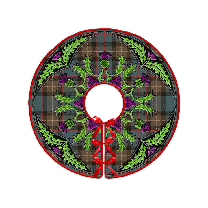 MacWilliam (Williamson) Weathered Clan Badge Tartan Christmas Tree Skirt Scottish Thistle Design