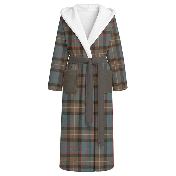 MacWilliam (Williamson) Weathered Clan Badge Tartan Flannel Hooded Bathrobe