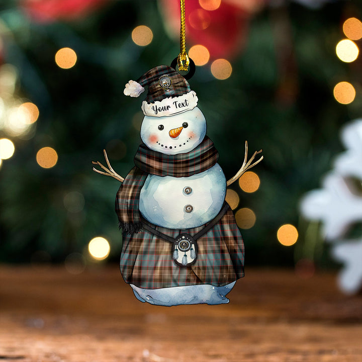 MacWilliam (Williamson) Weathered Clan Badge Tartan Wood Acrylic Ornament Snowman Warrior Personalized